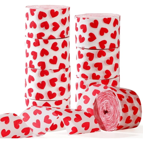 Tutuviw Heart Crepe Paper Roll,8 Pcs Valentines Day Colorful Streamers Crepe Paper Streamers Rolls Garland,Heart Shaped Crepe Paper Party Backdrop Decorations for Wedding Romantic