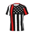 thumbnail image 5 of Qekee Firefighters USA Flag Classic Fit T-Shirt Men's Shirt Men's Tight Short Sleeves for Exercise, Running, Mountaineering - Firefighters USA Flag, 5 of 9