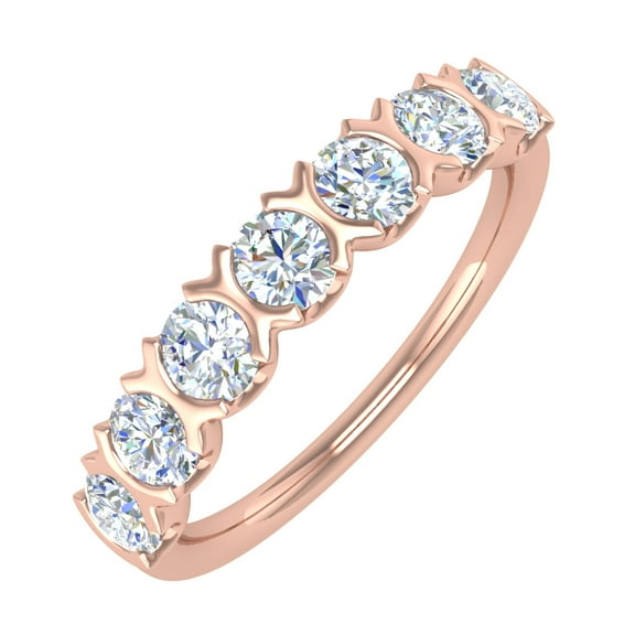 1 Carat 7-stones Diamond Wedding Band Ring in 14K Rose Gold (Ring Size 5.5) (SI1-SI2 Clarity)