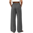 thumbnail image 4 of Nestiefly Linen Pants for Women Flowy Palazzo Pants Loose Boho High Waist Casual Wide Leg Trousers Summer Beach Vacation Clothes Dark Gray XL, 4 of 6