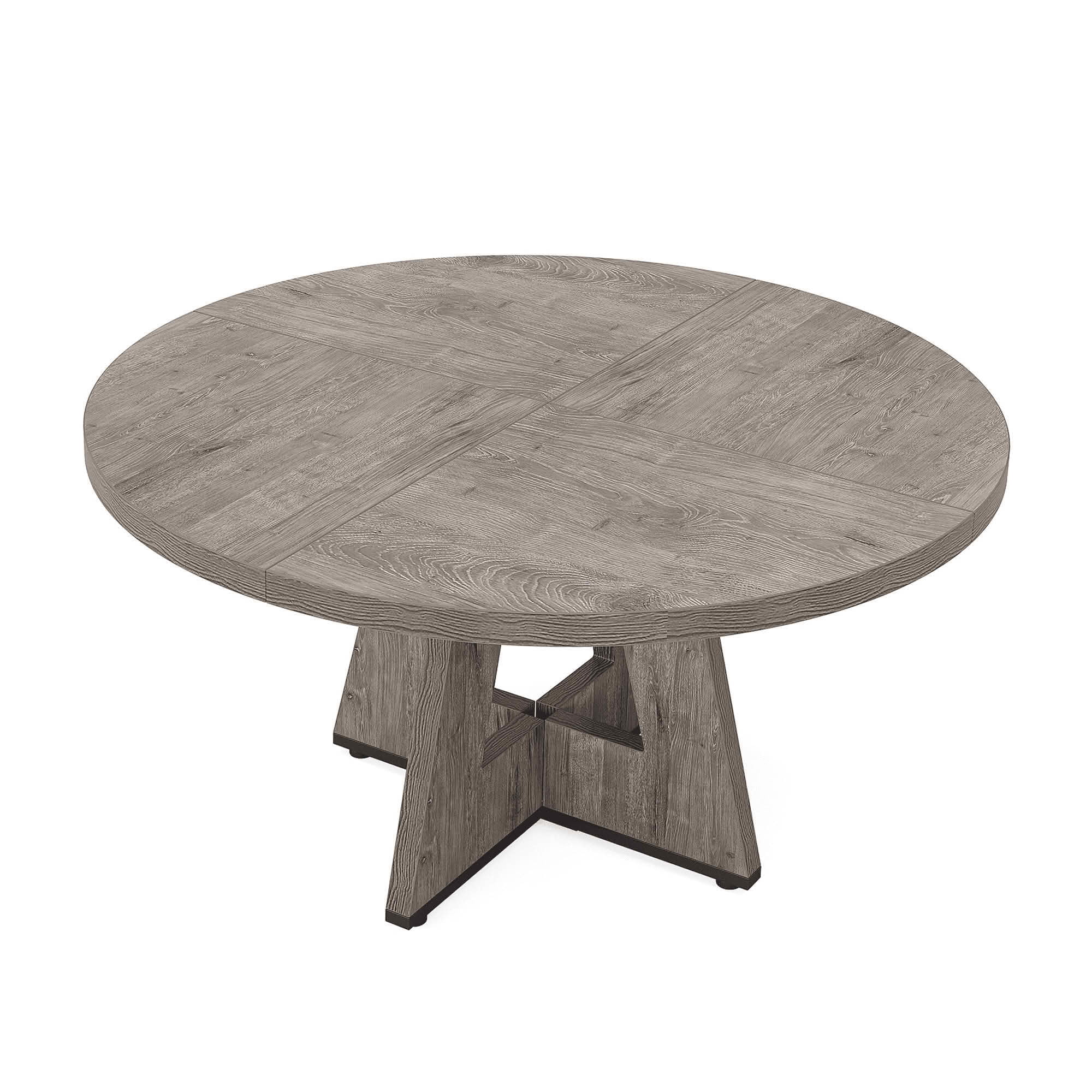 MAYEERTY 47 Inch Round Farmhouse Dining Table, MDF Top Metal Frame Kitchen Table Seats 4 for Home