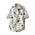 thumbnail image 5 of BLTIBY Men's Summer Beach Outfits 2 Piece Printed Short Sleeve Button Shirts and Drawstring Shorts Vacation Sets with Pockets Lightweight Beige XL, 5 of 9