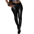 thumbnail image 4 of Rock Style Women's Faux Leather Leggings Gothic Punk Skinny PU Leather Pants Mid Rise Novelty Studded Tight Pants, 4 of 5