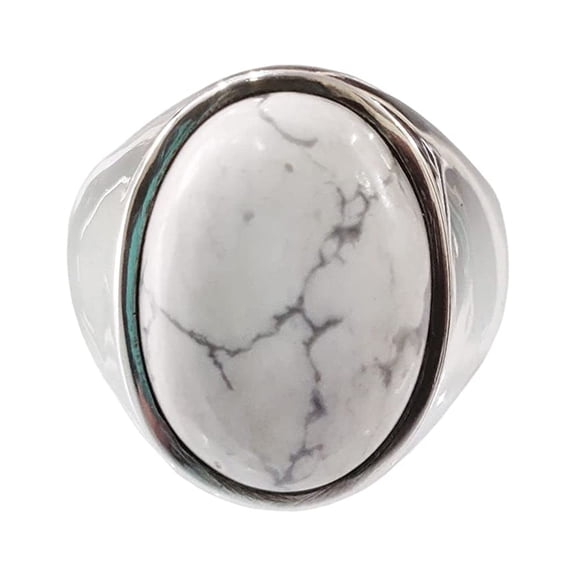 Howlite Mans Ring, Natural White Turquoise Ring, Birthstone, Silver Jewelry, 925 Silver Ring, Birthday Gift, Heavy Mens Ring, Arabic Design, Ottoman Style Ring, Christmas, Turkey Mens Signet Ring