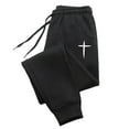 thumbnail image 2 of White Cross Patterns Joggers Drawstring Pocket Trousers Street Style Women'S Pants, 2 of 6