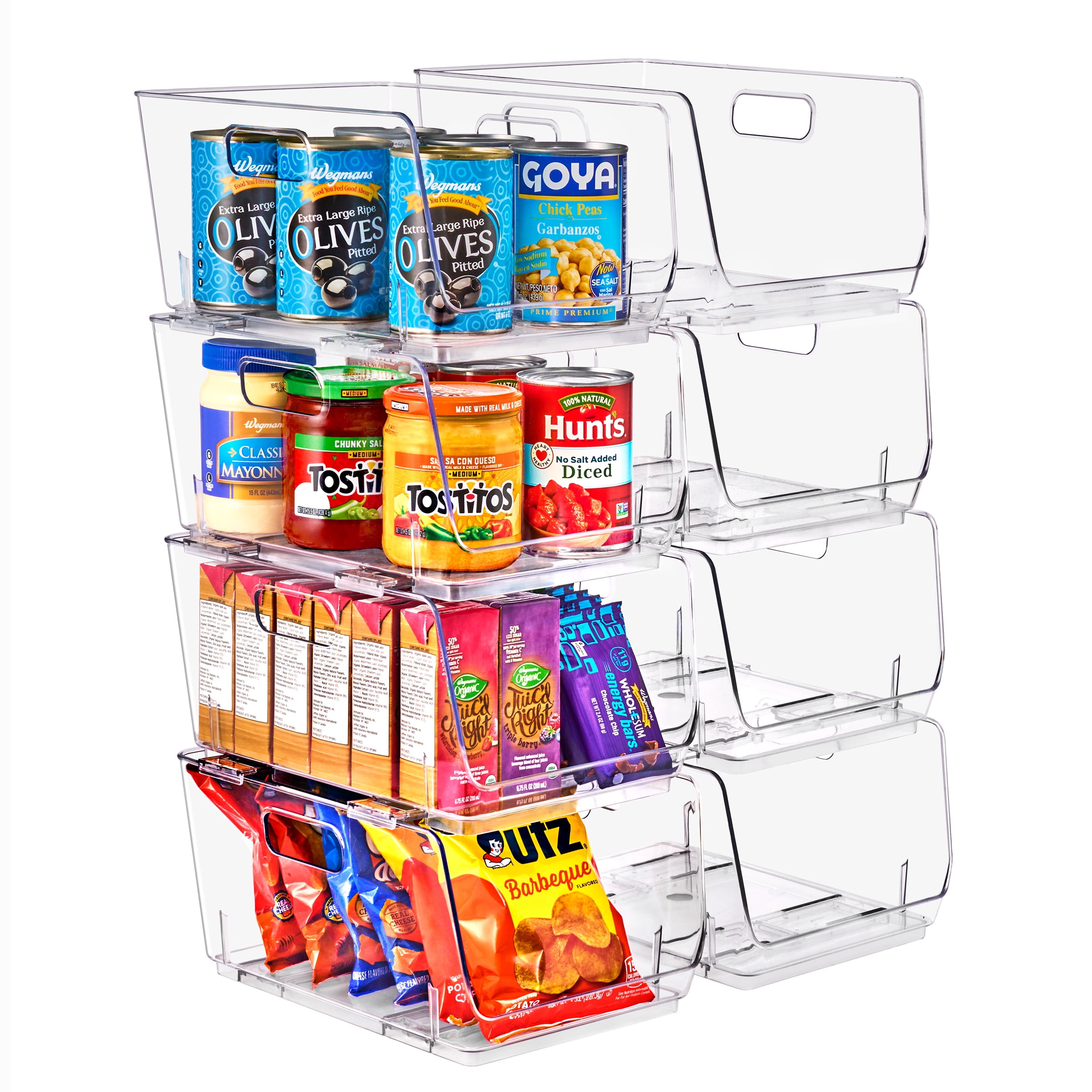 Sorbus Clear Stackable Storage Bins, Medium Open-Front Acrylic Pantry Organizers, 8 Pack