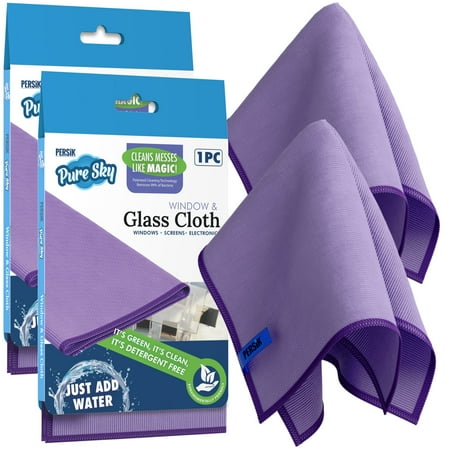 Pure-Sky Window Glass Cleaning Cloth - JUST ADD Water No Detergents Needed Streak Free Magic Ultra Microfiber Window Towel - for Windows, Glass, Mirror and Screen - Leaves no Wiping Marks - 2 Pack