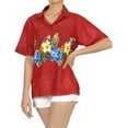 thumbnail image 2 of HAPPY BAY Button Down Shirt for Women Floral Beach Party Blouse Shirt Summer Button up Short Sleeve Dress Hawaiian Shirts Colourful Tops Blouses for Women S Parrot Print, Red, 2 of 5