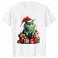 thumbnail image 1 of Señora Año Nuevo manga corta lindo gato estampado Tops moda mujer camisetas camisa tendencia gráfico Navidad regalo ropa femenina camiseta, 1 of 5