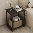 thumbnail image 2 of LEDREM Slim Side Table, Small End Table with 2-Tier Storage & Adjustable Feet, 19.7 Inch Narrow Nightstand, Black, 2 of 6