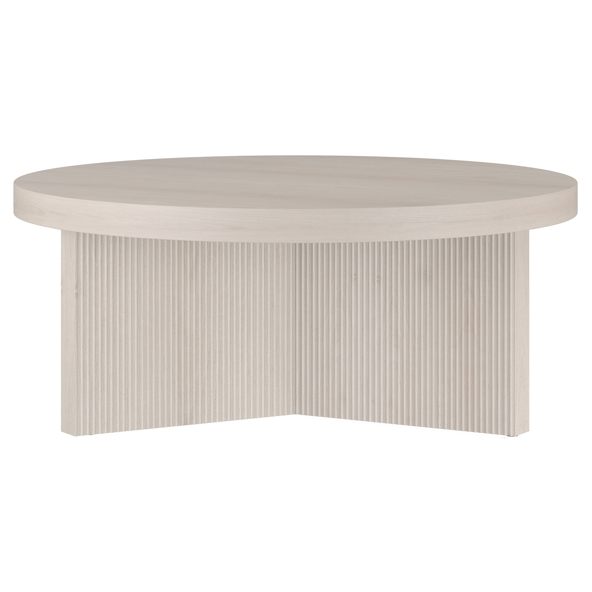 Evelyn&Zoe Holm 36" Wide Round Coffee Table, Alder White