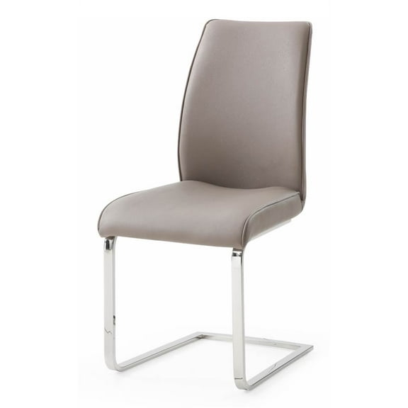 Whiteline Katrina Set Of 2 Dining Chair In Warm Grey Faux Leather DC1628P-GRY