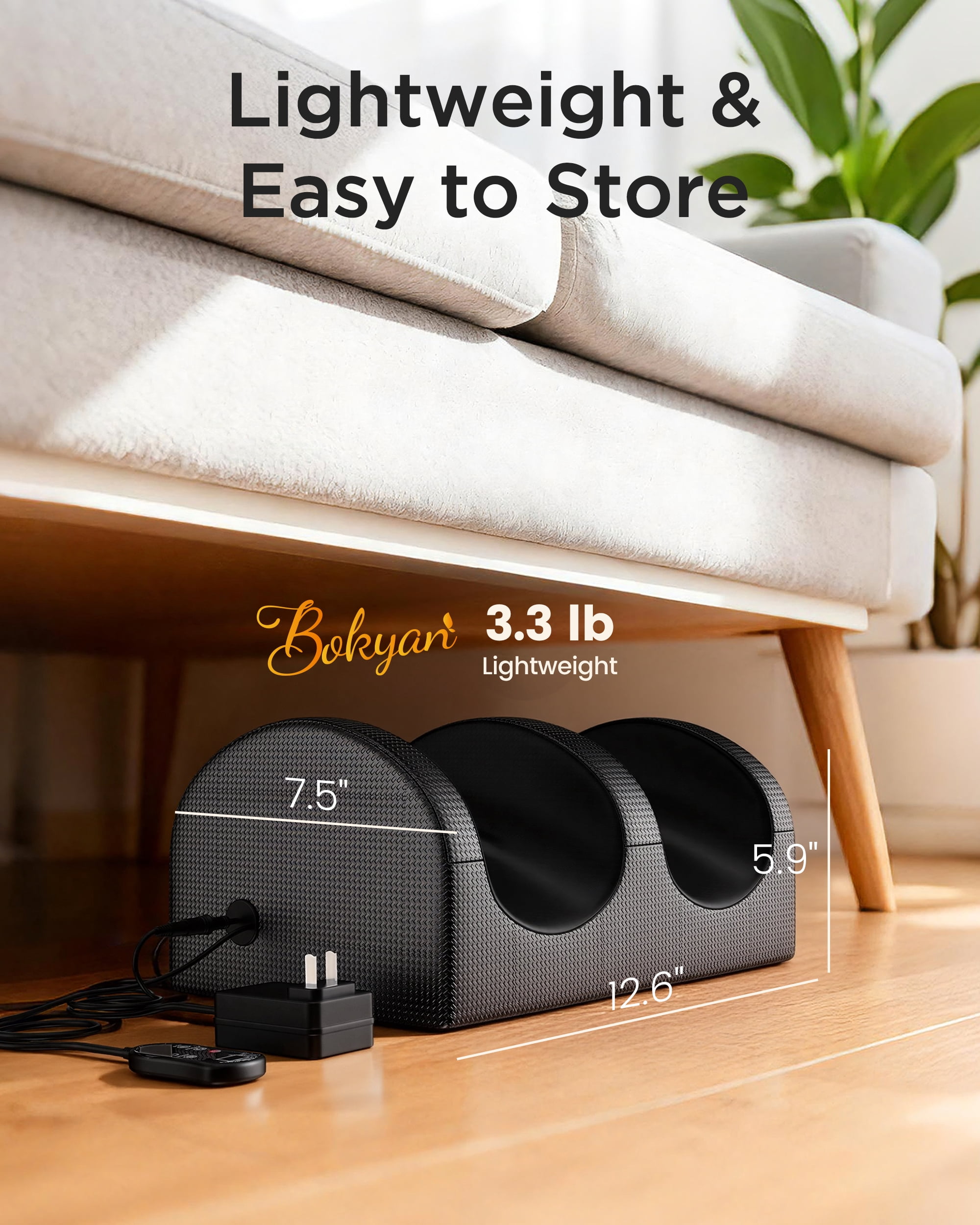 BOKYAN Shiatsu Foot Massager, Foot Spa with Heat for Comfort and Relief, Gift, Black