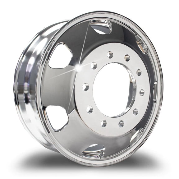 Thewheeldepot Stylized 24.5 x 8.25 Wheel, 10x285.75 Lug Pattern, 10 Lugs, Silver for Kenworth, 1 Pack