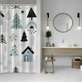 thumbnail image 2 of Christmas Waffle Shower Curtain for Bathroom 36x72inches Christmas Trees Stall RV Shower Curtain Set with Hooks Light Blue Black Cartoon X-mas Trees Cottage Waterproof Fabric Shower Curtain, 2 of 6