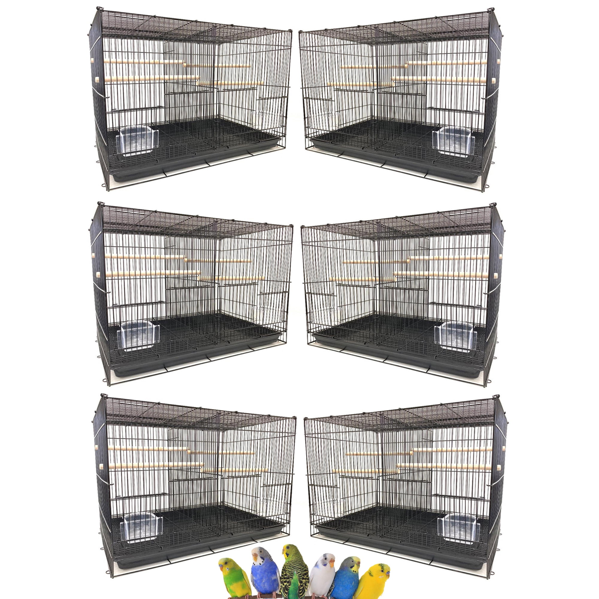 Lot of Six Breeding Breeder Bird Flight Cages With Center Divider For Finches Parakeets Lovebirds Aviaries Canaries Budgies Parakeets