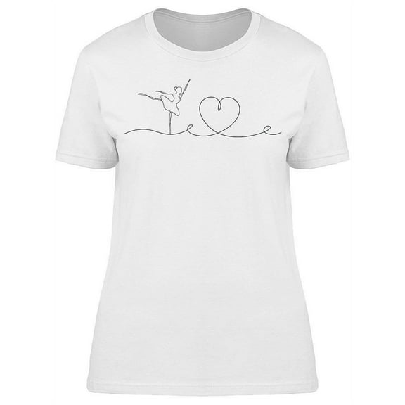 Ballerian Heart One Line Drawing T-Shirt Women -Image by Shutterstock, Female XX-Large