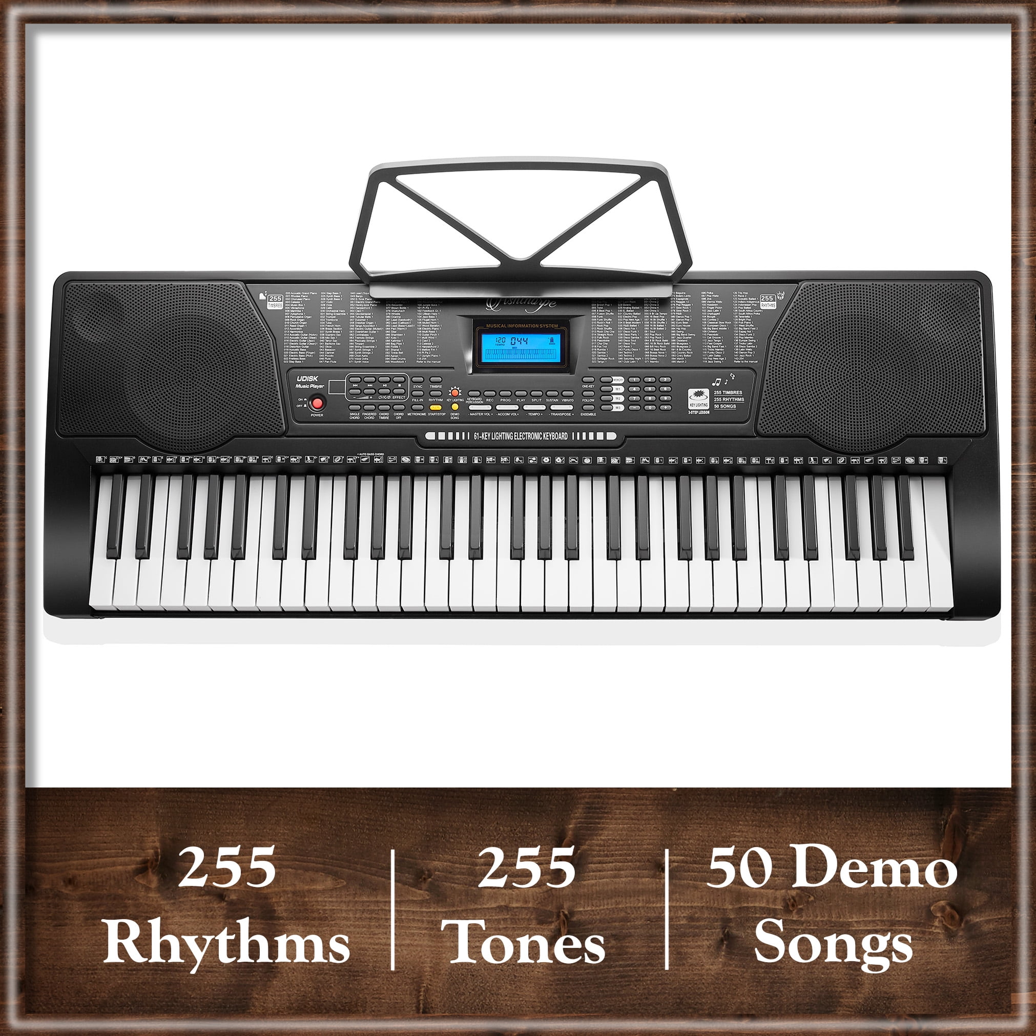 Ashthorpe 61-Key Digital Electronic Keyboard Piano with Full-Size Keys Light Up for Beginners with Stand & Bench