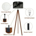 thumbnail image 5 of Wood Tripod Floor Lamp, Mid Century Wood Standing Lamp with 3 Color Temperature Dimmable Standing for Living Room, Bedroom, Office 3D Modern Textured Living Room Lobby Flaxen Lamp Shade, 5 of 5