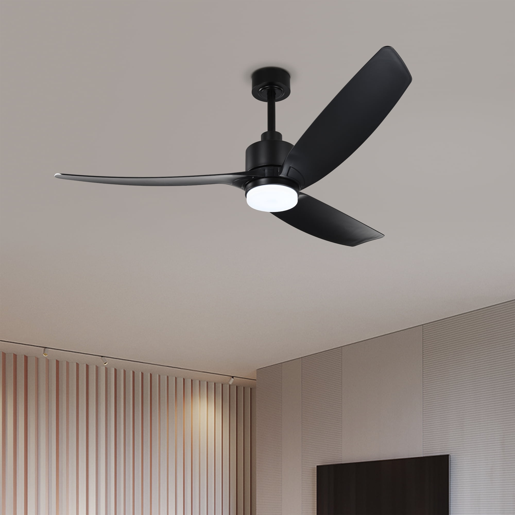 Genson 56 in. 1-Light Indoor Black Finish Ceiling Fan with Light Kit