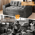 thumbnail image 3 of Boneless Loveseat, Lofka 59''Folding Floor Sofa Bed with 2 Pillows & Pockets for Small Spaces, Corduroy Cloud Sofa for Apartment Living Room, Gray, 3 of 12