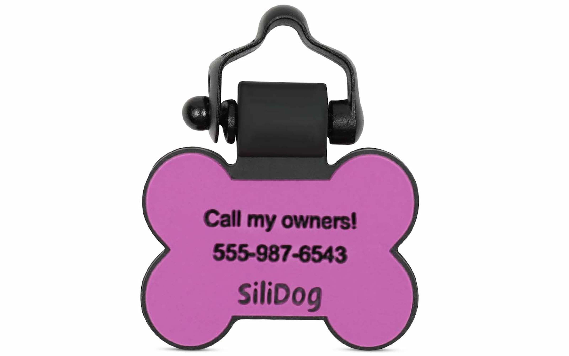 SiliDog 100% Silicone Pet Tags Purple Bone