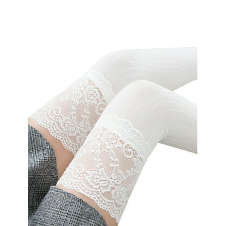 

Hirigin Women Knitting Floral Print Over Knee Thigh Stockings High Socks Pantyhose Tight