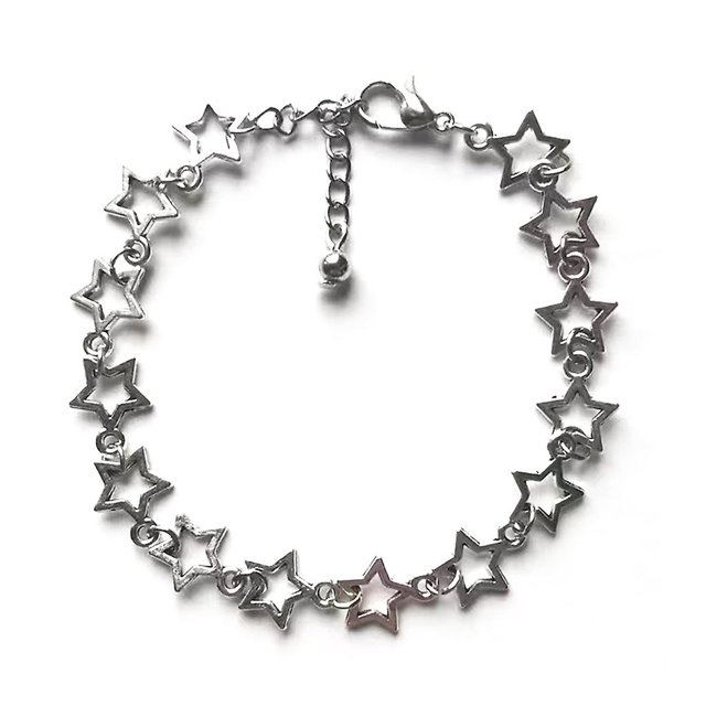 Pulsera de material de aleación de pentagrama de estrella brillante vintage para mujer pulsera dulce