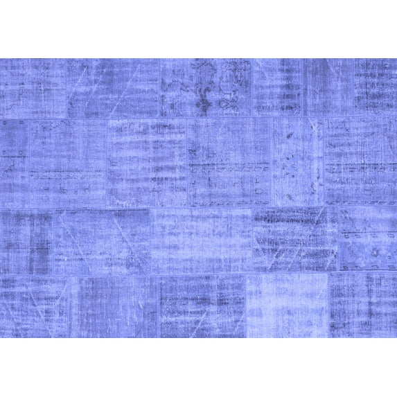 Ahgly Company Machine Washable Indoor Rectangle Patchwork Blue Transitional Area Rugs, 6' x 9'