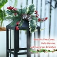 thumbnail image 6 of 2 Pack Christmas Lanterns Set with Flameless Pillar LED Candle & Removable Holiday Greenery, Decorative Black Lantern,Christmas Decor, 6 of 10