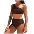 thumbnail image 3 of Women's High Waisted Bikini Sets for Women Tummy Control Swimsuits Neon Two Piece V Neck Drawstring Bathing Suits Gibobby(XXL,Coffee), 3 of 9