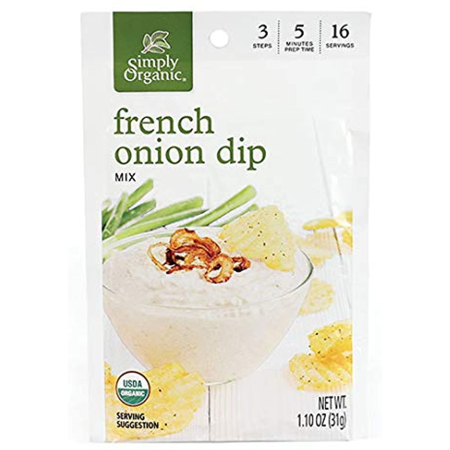 Simply Organic French Onion Dip, Certified Organic, Gluten-Free | 1.1 Oz | Pack Of 4