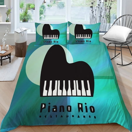 wenjialing Hot Sale Home Decor Bed Set Soft Quilt Cover 3D Piano Keys Printing Bedding Set Duvet Cover Set, Full (80"x90")