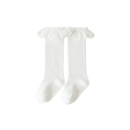 

Gureui Toddler Infant Baby Girls Long Stockings Princess Cutout/Embroidery Lace Trim Socks Autumn Winter Cute Over-The-Knee Socks