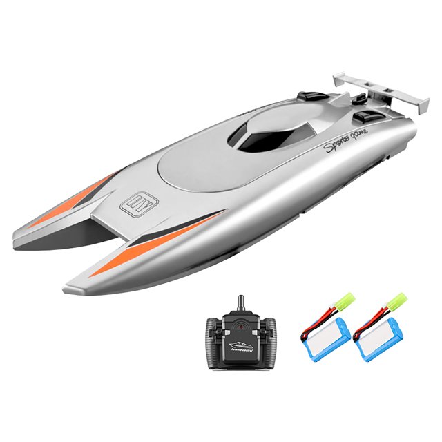 Tmvgtek Barco Rc De 25 Km/H, 2,4 Ghz, Alta Velocidad, 4 Canales, Barco De Carreras Con Control Remoto (Plata D)