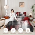 thumbnail image 3 of Manfei Abstract Oil Painting Twin Comforter Sets, Red Black Brushstroke Bedding Set, Red Black, Black Reversible 2-Piece, 1 Comforter and 1 Pillowcase, 3 of 6