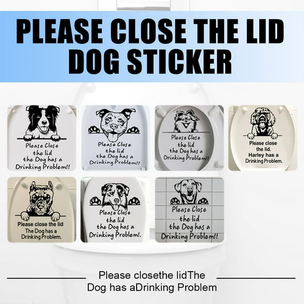 Coloque las pegatinas de inodoro para colocar el asiento, cierre la tapa, etiqueta impermeable para inodoro de perro, pegatinas para perros, pegatinas adhesivas fuertes para inodoro 7 piezas JAMW Sencillez