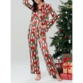 thumbnail image 5 of Rdhnmea Women’s 2 Piece Christmas Pajama Set Long Sleeve Red Stripes Bow Print Pjs Sleepwear Button Up Shirt + Pants Set Loungewear, 5 of 8