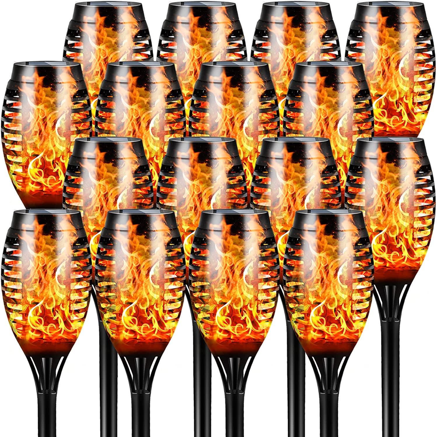 Pathway Patio 8 Packs 12LED Tiki Torch Solar Lights Outdoor Yard IP65 Waterproof Mini Solar Torch Light Auto On/Off for Garden Otdair Solar Torch Lights with Flickering Flame 