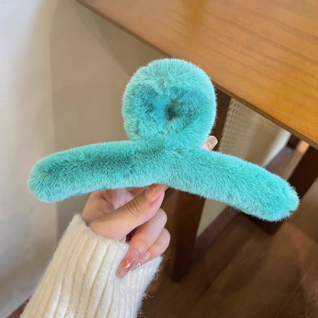 Pinza de pelo grande de felpa para mujer, para otoño e invierno, con lazo, con forma de tiburón, para tocado