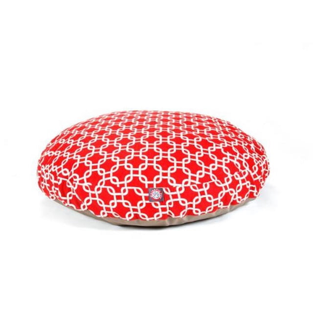 MajesticPet 788995510291 Lit pour Animal Rond à Maillons de 42 Po, Rouge - Grand