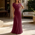thumbnail image 2 of Dress for Women Cowl Neck Sleeveless Ruched Waist Chiffon Floor Length Maxi Gown Elegant Formal Wedding Guest Evening Dress, 2 of 6