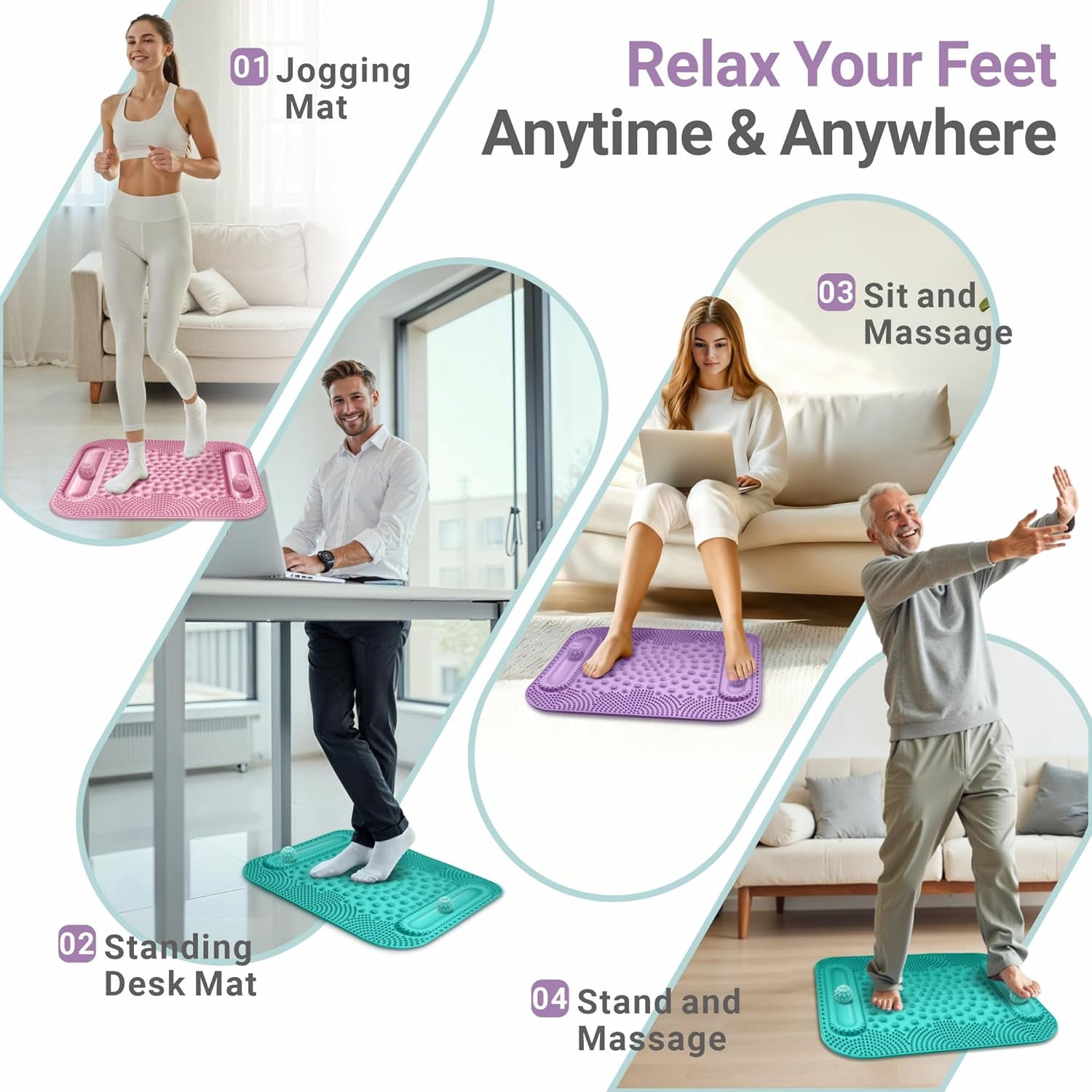 Extra Large Foot Massage Mat, Acupressure Mat,Double-Sided Silicone Acupressure Pad for Relaxation, Portable Foot Floor Trainer for Home, Office & Yoga Practice(RL Pink 1 PC)