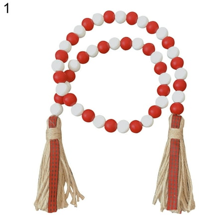 

SONGBIRDTH Nordic Style Wood Bead Twine Tassels Farmhouse Hanging Pendant Home Ornament