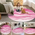 thumbnail image 5 of Round Rugs 7Ft, Pink Ombre Round Area Rug Washable Indoor Throw Carpet, Modern Moire Abstract Art Luxury Large Non Slip Circle Rug for Dining Room Playroom Home Decor Aesthetic, 5 of 8