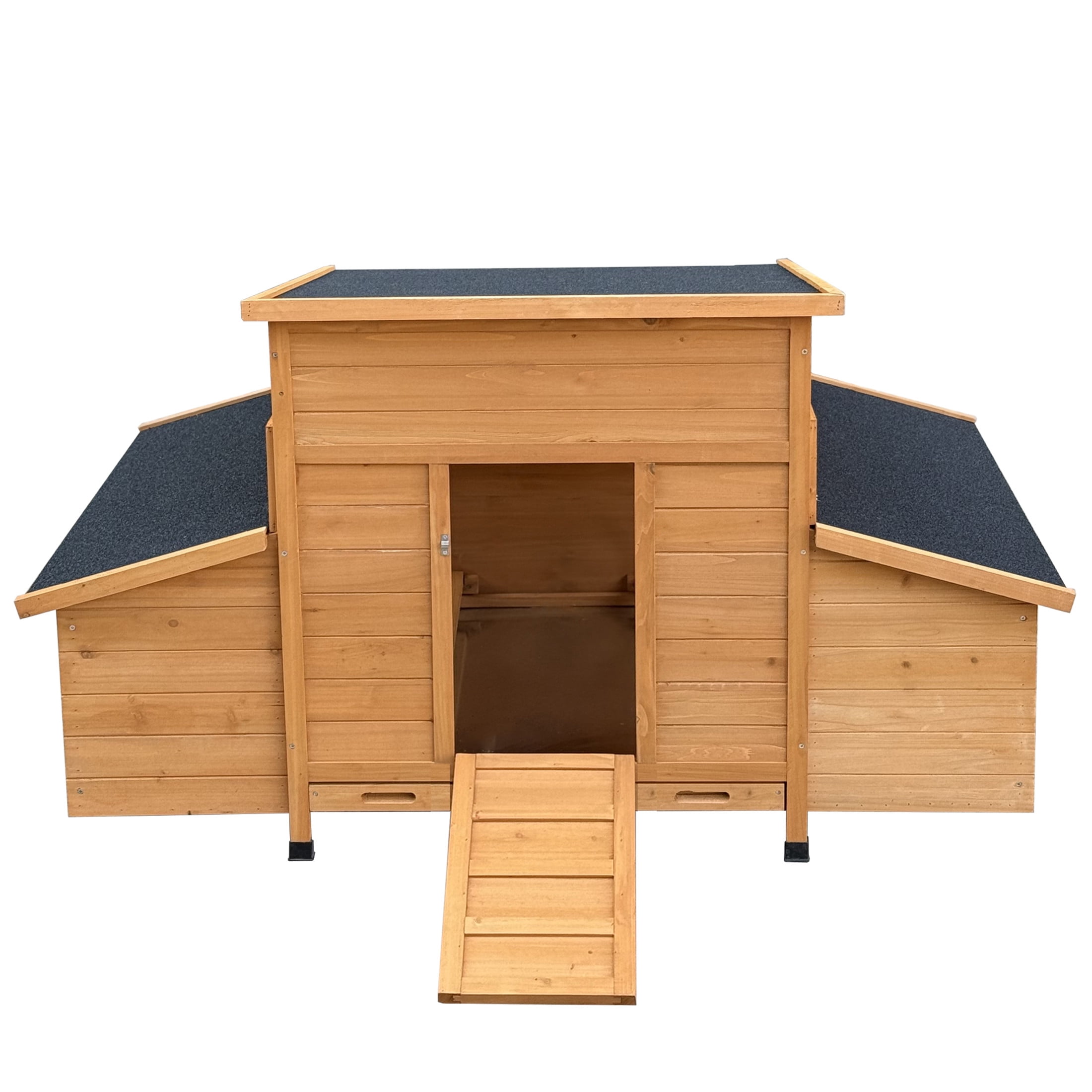 Noble House 55" Outdoor Chicken Coop, Compact Wooden Poultry House with Nesting Boxes and Integrated Ramp, Natural