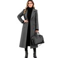thumbnail image 5 of Cozyvia Women's Winter Double Breasted Wool Coat Elegant Notched Lapel Belted Maxi Long Pea Trench Coat - Gray L, 5 of 5