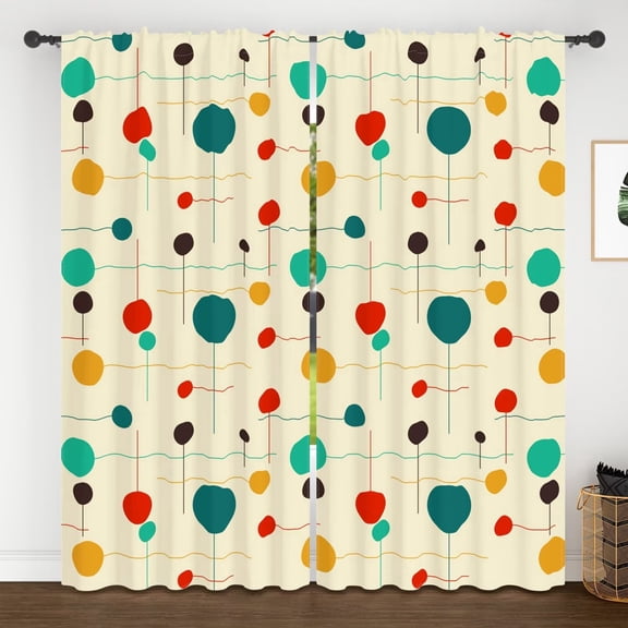 Lfeey Abstract Geometric Blackout Curtains, 72 Inch Long for Bedroom Living Room with Rod Pocket, Color, 2 Panels