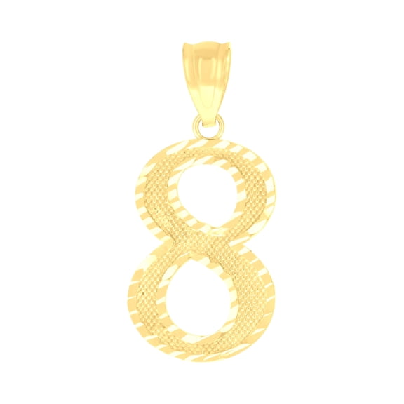 10kt Yellow Gold Unisex Number 8 Charm Pendant for Men Women