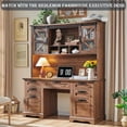 thumbnail image 3 of RedLemon 42" Farmhouse Desk Hutch with Sliding Barn Door and Ample Storage/Display Space, Only Match Farmhouse Desk (Reclaimed Barnwood), 3 of 5